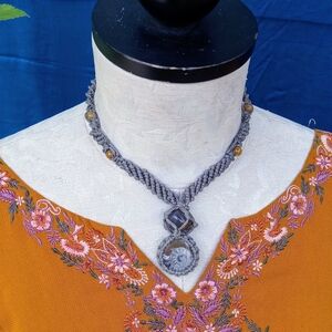 Ammonite And Smokey Quartz Necklace